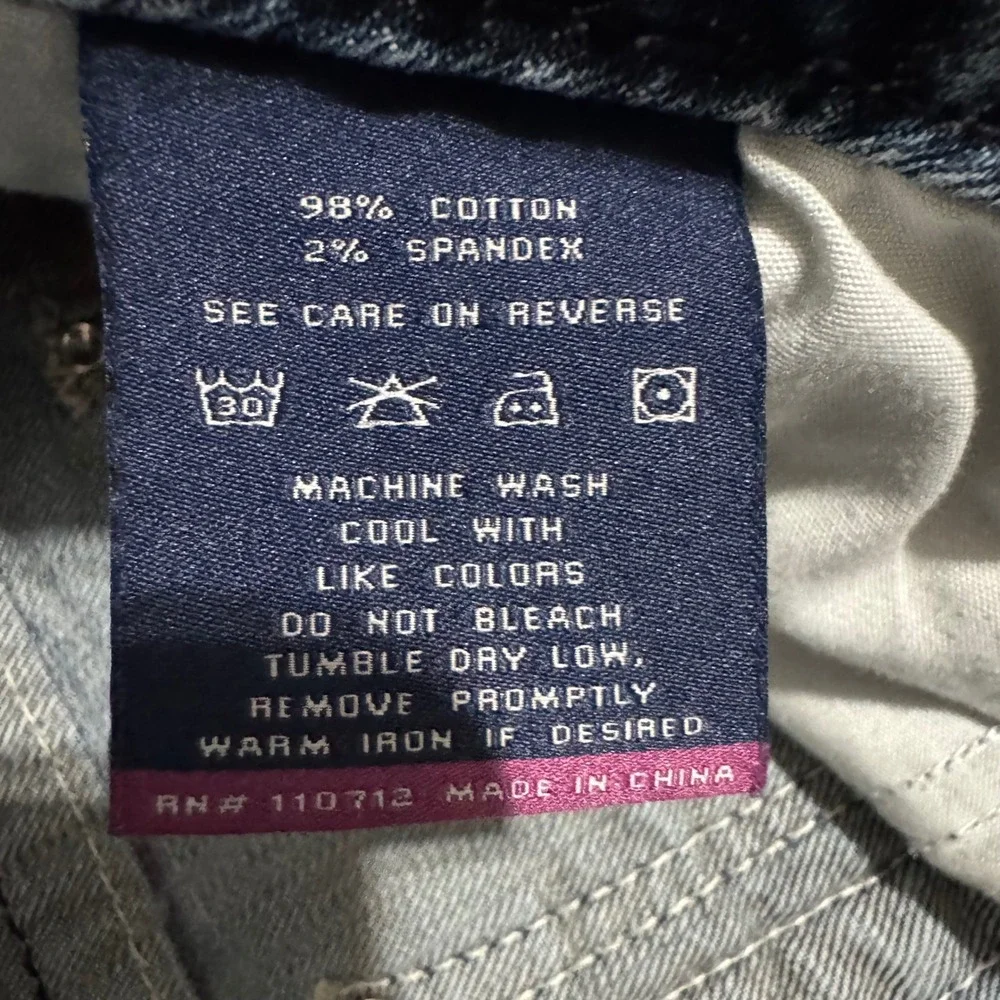Vigoss The Dublin Capri Jeans Womens 13/14 Medium Wash Distressed Thick Stitch‎